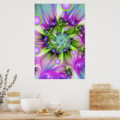 らせんカラフル円形シェイプ抽象芸術フラクタル ポスター (キッチン)