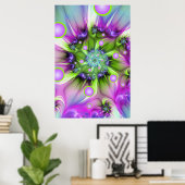 らせんカラフル円形シェイプ抽象芸術フラクタル ポスター (ホームオフィス)