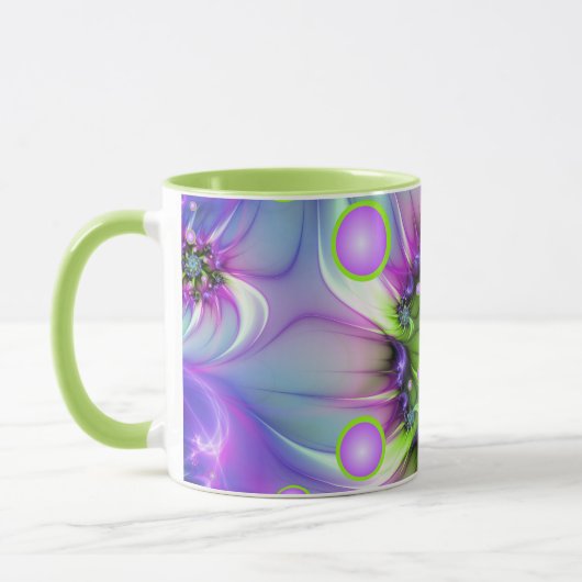 らせんカラフル円形シェイプ抽象芸術フラクタル マグカップ (左)