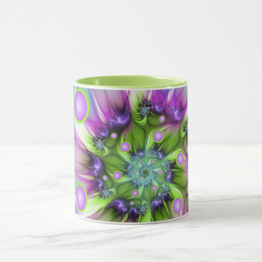 らせんカラフル円形シェイプ抽象芸術フラクタル マグカップ (中央)