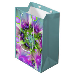 らせんカラフル円形シェイプ抽象芸術フラクタル ミディアムペーパーバッグ