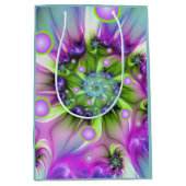 らせんカラフル円形シェイプ抽象芸術フラクタル ミディアムペーパーバッグ (正面)