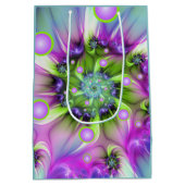 らせんカラフル円形シェイプ抽象芸術フラクタル ミディアムペーパーバッグ (裏面)