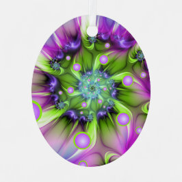 らせんカラフル円形シェイプ抽象芸術フラクタル メタルオーナメント