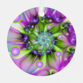 らせんカラフル円形シェイプ抽象芸術フラクタル メタルオーナメント (裏面)