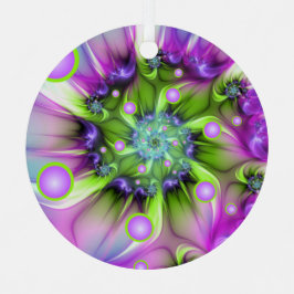 らせんカラフル円形シェイプ抽象芸術フラクタル メタルオーナメント