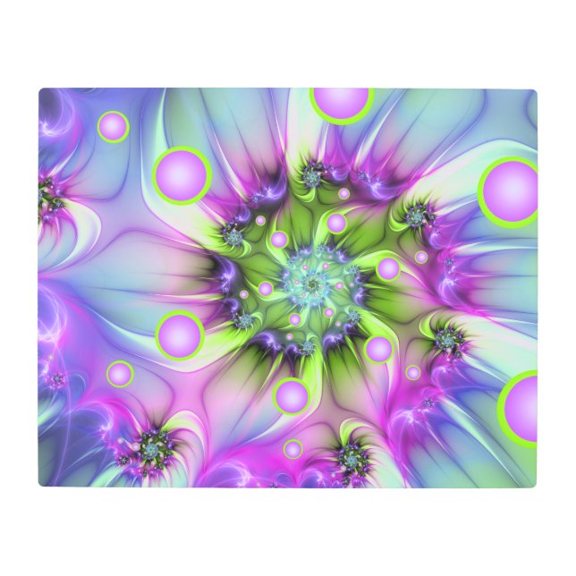 らせんカラフル円形シェイプ抽象芸術フラクタル メタルプリント (正面)