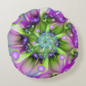 らせんカラフル円形シェイプ抽象芸術フラクタル ラウンドクッション (裏面)