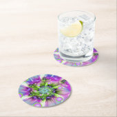 らせんカラフル円形シェイプ抽象芸術フラクタル ラウンドペーパーコースター (インサイチュ)