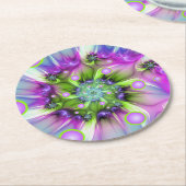 らせんカラフル円形シェイプ抽象芸術フラクタル ラウンドペーパーコースター (アングル)
