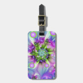 らせんカラフル円形シェイプ抽象芸術フラクタル ラゲッジタグ (正面縦)