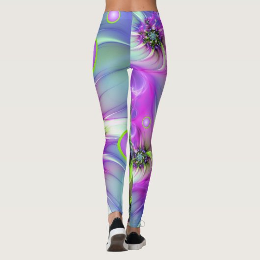 らせんカラフル円形シェイプ抽象芸術フラクタル レギンス (裏面)