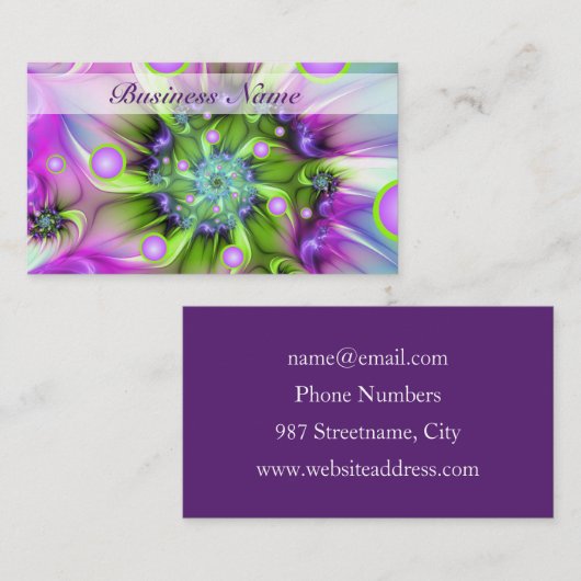 らせんカラフル円形シェイプ抽象芸術フラクタル 名刺 (正面/裏面)