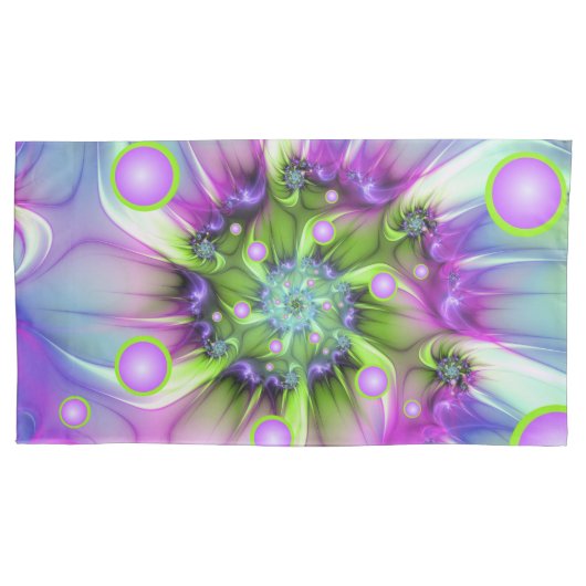 らせんカラフル円形シェイプ抽象芸術フラクタル 枕カバー (正面)