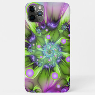 らせんカラフル円形シェイプ抽象芸術フラクタル iPhone 11 PRO MAXケース