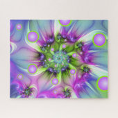 らせんカラフル形の丸い図形抽象芸術のフラクタルアート ジグソーパズル (横)