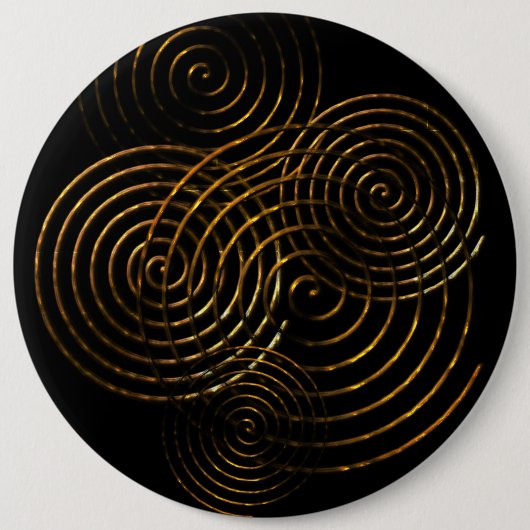 らせんセルト記号金ゴールド金属 缶バッジ (正面)