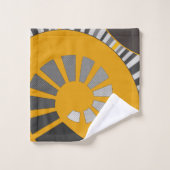 らせん形状、抽象芸術、水玉模様、灰色、黄色 バスタオルセット (ウォッシュタオル)