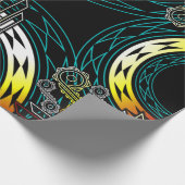 らせん状とダイヤモンドのスターバスト ラッピングペーパー (角)