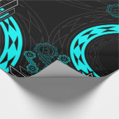 らせん状とダイヤモンドのターコイズ ラッピングペーパー (角)