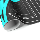 らせん状とダイヤモンドのターコイズ ラッピングペーパー (ロールコーナー)