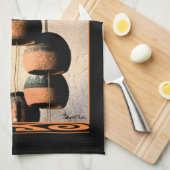 らせん状の粘土の風鈴がまだ生き残る キッチンタオル (四つ折り)