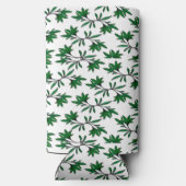 らせん状の葉の緑の枝が白 スリム缶クーラー (裏面)