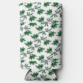 らせん状の葉の緑の枝が白 スリム缶クーラー (正面)