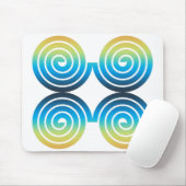 らせん状の青緑パターン マウスパッド (マウス)