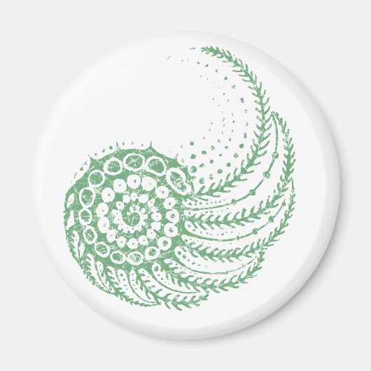 らせん状オーガニック緑色 マグネット (正面)