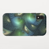 らせん状カッコいいベージュグリーンターコイズフラクタルアート Case-Mate iPhoneケース (裏面(横))