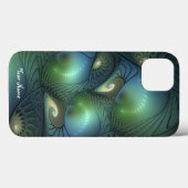 らせん状ティール(緑がかった色)ベージュグリーン抽象芸術フラクタル名 Case-Mate iPhoneケース (裏面 (横))