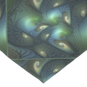 らせん状ティール（緑がかった色）ベージュグリーン抽象芸術フラクタル ショートテーブルランナー (コーナー)