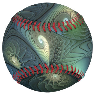らせん状ティール（緑がかった色）ベージュグリーン抽象芸術フラクタル ソフトボール