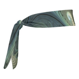 らせん状ティール（緑がかった色）ベージュグリーン抽象芸術フラクタル タイヘッドバンド