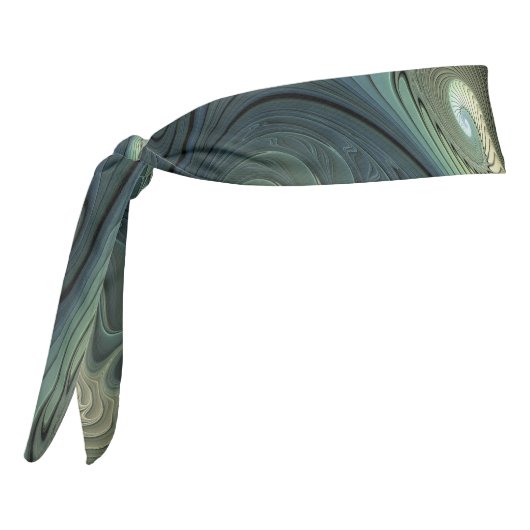らせん状ティール（緑がかった色）ベージュグリーン抽象芸術フラクタル タイヘッドバンド (回転270)