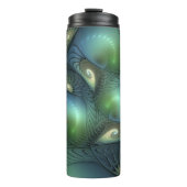 らせん状ティール（緑がかった色）ベージュグリーン抽象芸術フラクタル タンブラー (正面)