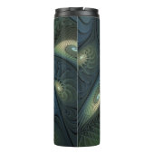 らせん状ティール（緑がかった色）ベージュグリーン抽象芸術フラクタル タンブラー (裏面)