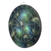 らせん状ティール（緑がかった色）ベージュグリーン抽象芸術フラクタル ダーツボード (正面右)