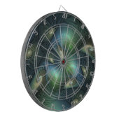 らせん状ティール（緑がかった色）ベージュグリーン抽象芸術フラクタル ダーツボード (正面左)