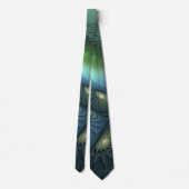 らせん状ティール（緑がかった色）ベージュグリーン抽象芸術フラクタル ネクタイ (裏面)