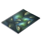 らせん状ティール(緑がかった色)ベージュグリーン抽象芸術フラクタル ノートブック (左側)