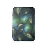 らせん状ティール（緑がかった色）ベージュグリーン抽象芸術フラクタル バスマット (正面縦)