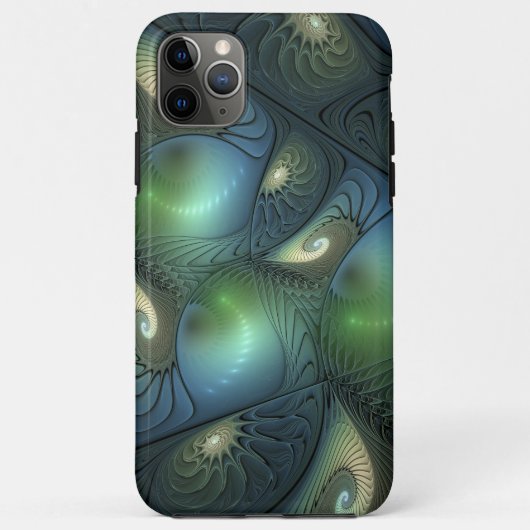 らせん状ティール（緑がかった色）ベージュグリーン抽象芸術フラクタル Case-Mate iPhoneケース (裏面)
