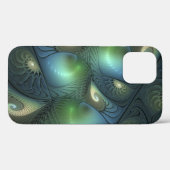 らせん状ティール（緑がかった色）ベージュグリーン抽象芸術フラクタル Case-Mate iPhoneケース (裏面 (横))