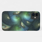 らせん状ティール（緑がかった色）ベージュグリーン抽象芸術フラクタル Case-Mate iPhoneケース (裏面(横))