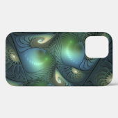 らせん状ティール（緑がかった色）ベージュグリーン抽象芸術フラクタル Case-Mate iPhoneケース (裏面 (横))