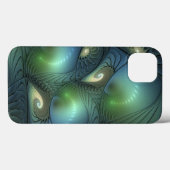 らせん状ティール（緑がかった色）ベージュグリーン抽象芸術フラクタル Case-Mate iPhoneケース (裏面 (横))