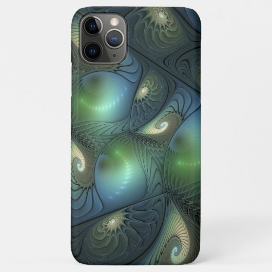 らせん状ティール（緑がかった色）ベージュグリーン抽象芸術フラクタル Case-Mate iPhoneケース (裏面)