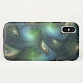 らせん状ティール（緑がかった色）ベージュグリーン抽象芸術フラクタル Case-Mate iPhoneケース (裏面(横))